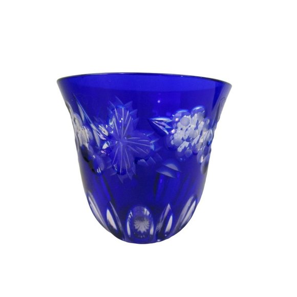 Vintage Cobalt Blue Cut to Clear Punch Cup Grape Design Nachtmann Traube EUC - Picture 2 of 12